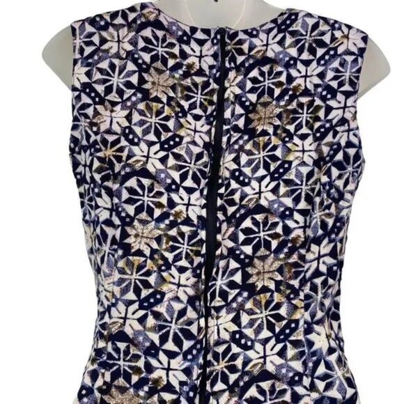 FIBER OPTICS VINTAGE WOMEN'S NAVY & CREAM PATTERN SHORTS ROMPER DRESS SIZE 7/8 - Picture 3 of 6